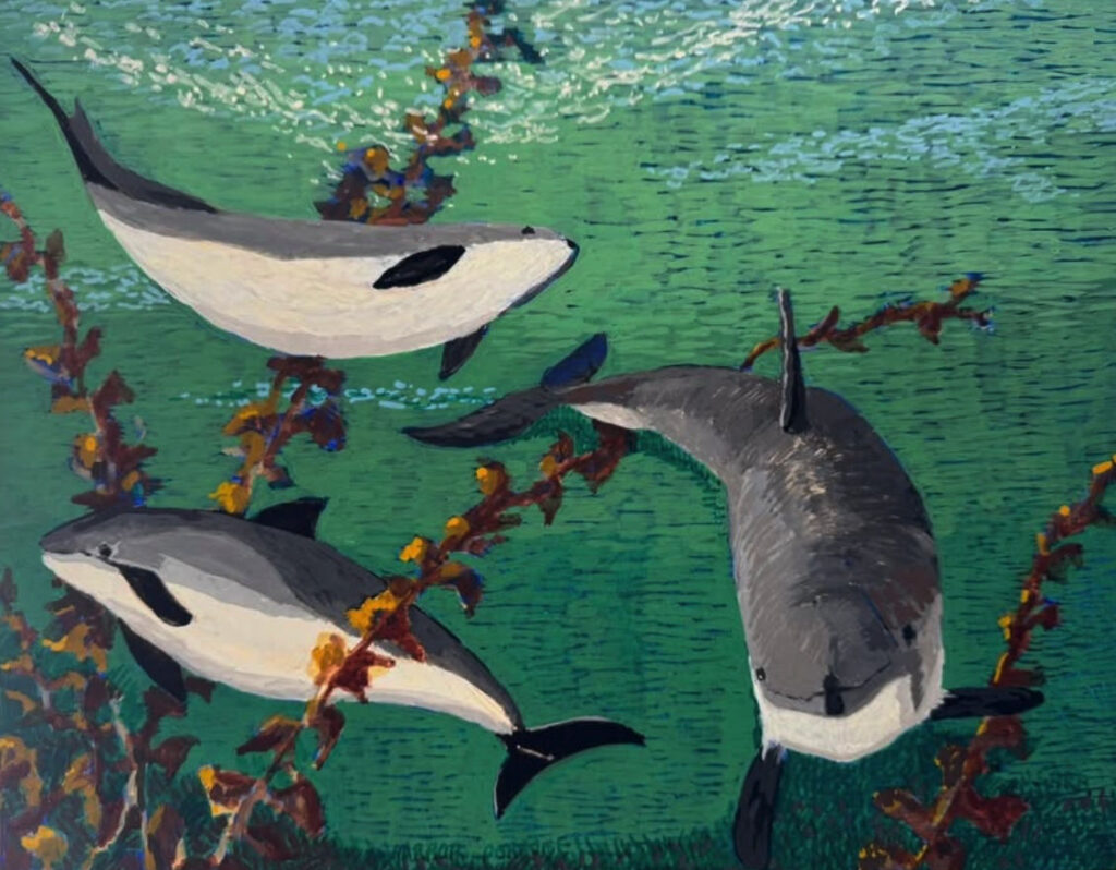 Harbor Porpoises, painting by Jane Carr