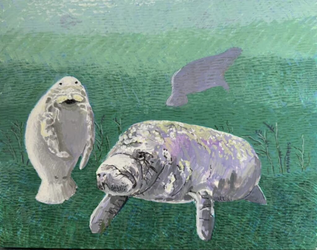 Manatees, painting by Jane Carr